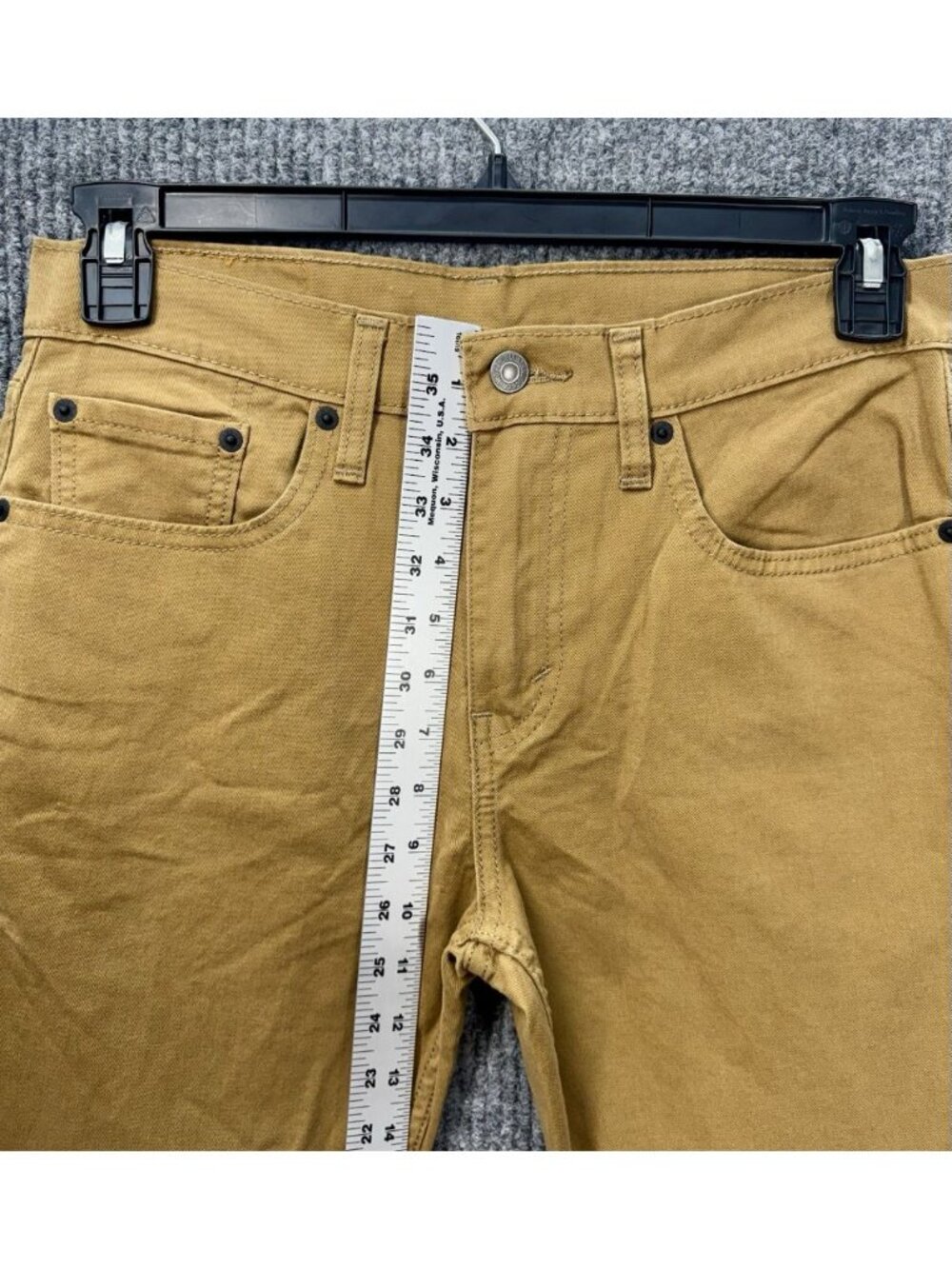 Levis 502 Jeans Men’s 29x32 Khaki Tan Regular Taper Fit White Tab Stretch Pants - Picture 8 of 10